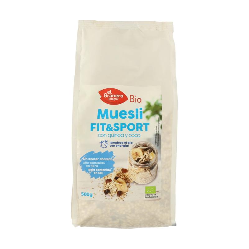 MUESLI FIT & SPORT CON QUINOA Y COCO 500 GR