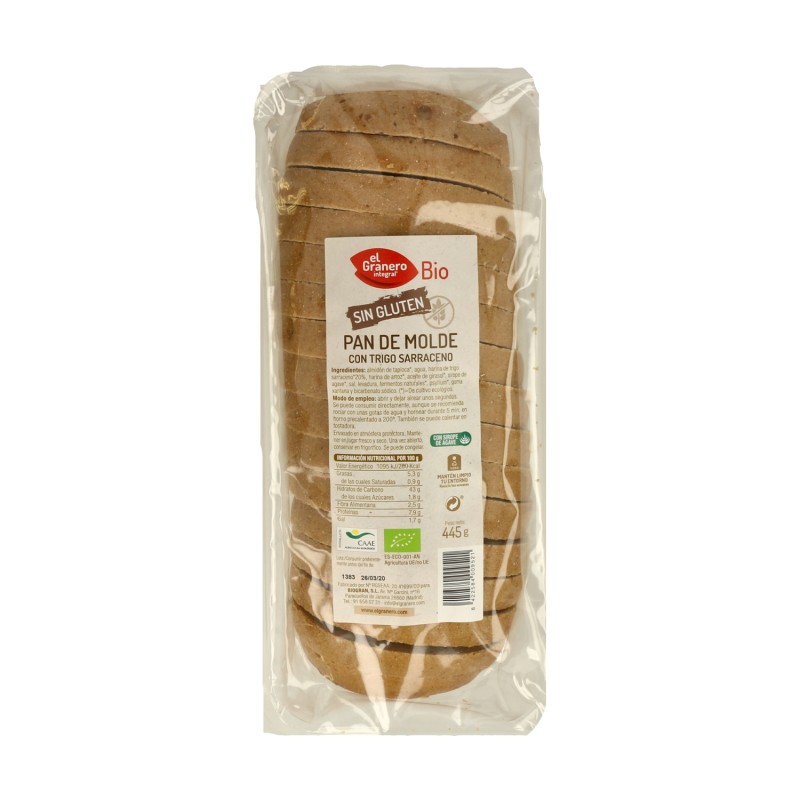 PAN DE MOLDE TRIGO SARRACENO SIN GLUTEN BIO 400 GR - Imagen 1