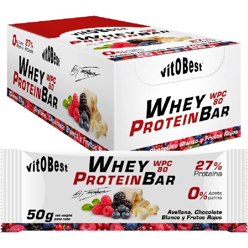 BARRITAS WHEY CHOCOLATE BLANCO FRUTOS ROJOS 20 UNIDADES