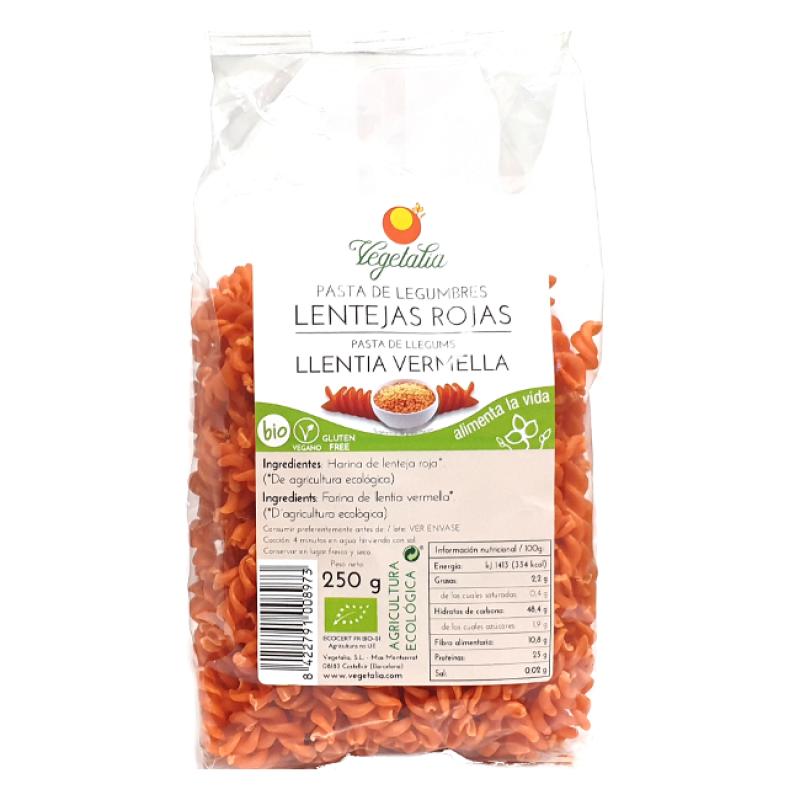 ESPIRALES LENTEJAS ROJAS 250 GR SIN GLUTEN BIO