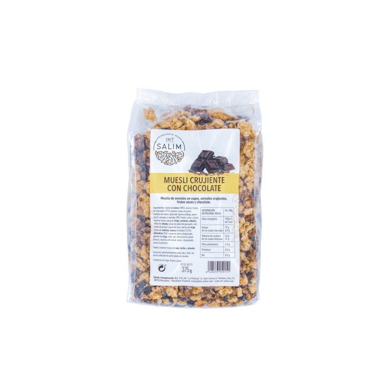 MUESLI CRUCHY GRANOLA CHOCOLATE Y FRUTOS SECOS 375GRS